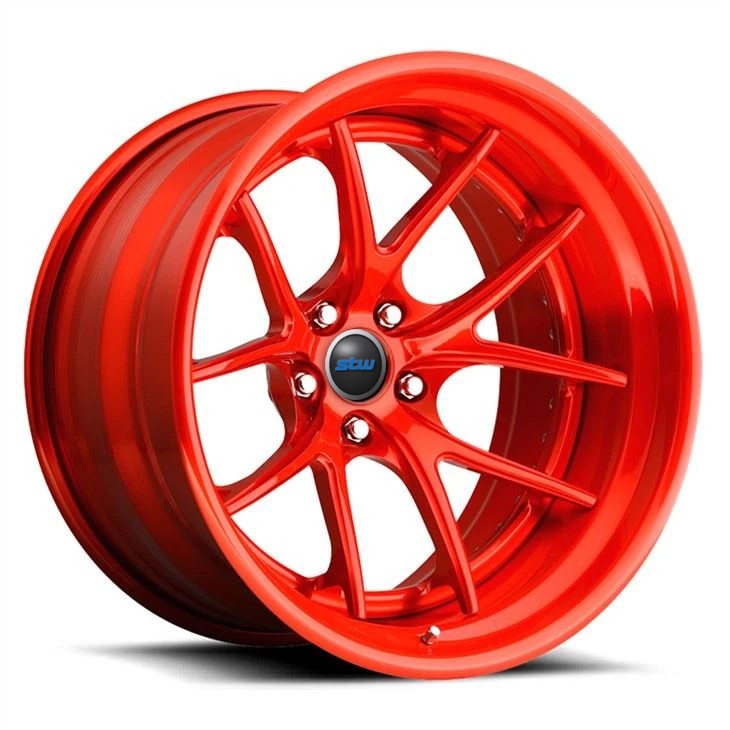 Staggered 3-PC Gloss Red 19x10 and 20x11 Custom Rims for Nissan GT-R,370 Z