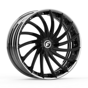 24″ FORGIATO WHEELS WADE FF GLOSS BLACK WITH CHROME LIP FORGED FINISH RIMS