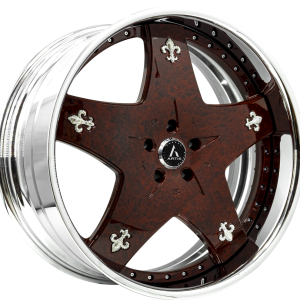 19″ ARTIS FORGED WHEELS CASHVILLE BURLWOOD FACE CHROME LIP FINISH WITH FLEUR-DE-LIS LOGO