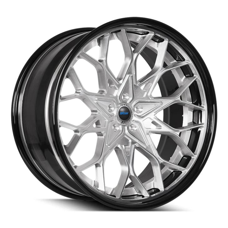 Gloss Black + Brush Disc 5x112 Staggered 21 and 20inch 3-PC Forged Rims For MERCEDES-BENZ AMG SL55