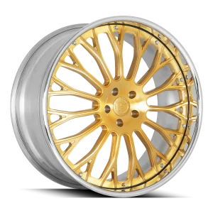 20″ FORGIATO WHEELS NB6 HIGH POLISH GOLD WITH CHROME LIP FORGED FINISH RIMS
