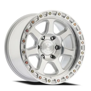 17″ ARENA WHEELS CO A123 THROTTLE GLOSS SILVER MACHINED OFF-ROAD RIMS