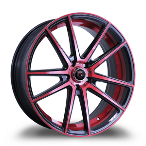 20″ MARQUEE WHEELS M3197 GLOSS BLACK RED FACE INNER RED FINISH RIMS