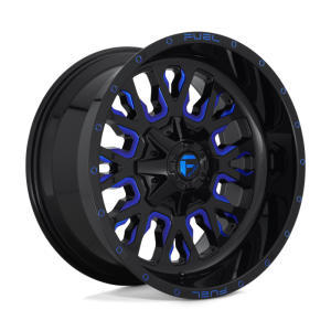 17″ FUEL WHEELS D645 STROKE GLOSS BLACK WITH CANDY BLUE FINISH OFF-ROAD RIMS
