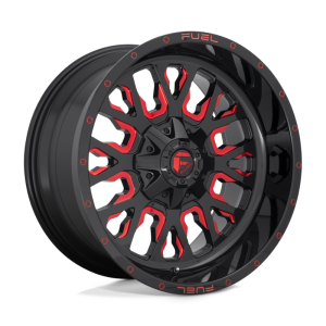 17″ FUEL WHEELS D612 STROKE GLOSS BLACK WITH CANDY RED CROSSOVER SUV RIMS