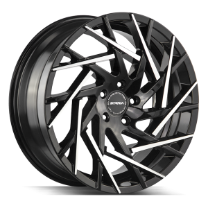 24″ STRADA WHEELS NIDO GLOSS BLACK MACHINED TIPS RIMS