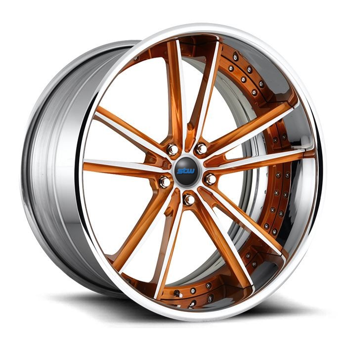 Forged 2 Piece 18 19 20 21 22 23 24 Inch Niche Style Orange Center Spoke Polished Barrel Lip Rims Custom Audi Wheels