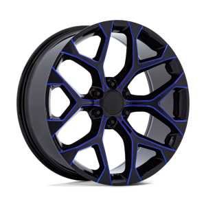 20″ PERFORMANCE REPLICAS WHEELS PR176 GLOSS BLACK MACHINED BLUE MILLED RIMS