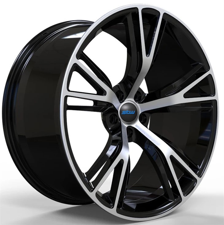 BMW X6 F16 2015 Custom Forged Wheels 22x11 And 22x12.5 Gloss Black Diamond Cutting Spoke Face