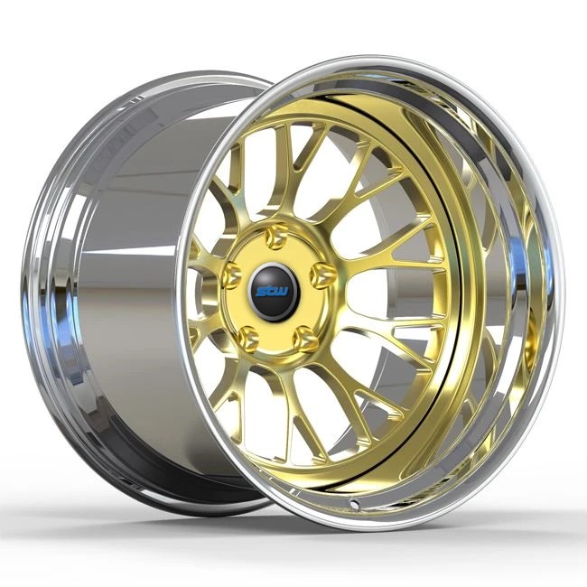 Deep Dish Gold Polished Wheels Negative Offset 19X12j 2 PC Forged Porsche Gt4 Rims