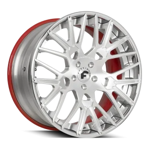 22″ FORGIATO WHEELS FRATELLO-ECL BRUSHED SILVER FACE WITH CHROME LIP RED INNDER FORGED FINISH RIMS