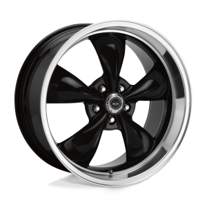 17″ AMERICAN RACING WHEELS MODERN AR105 TORQ THRUST M GLOSS BLACK MACHINED LIP RIMS