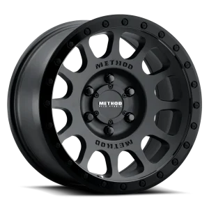 17″ METHOD WHEELS MR305 NV MATTE BLACK WITH GLOSS BLACK LIP FINISH RIMS