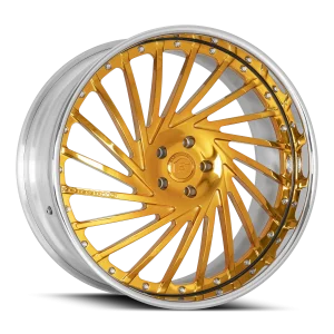20″ FORGIATO WHEELS VENTOSO GOLD OVER CHROME WITH CHROME LIP FORGED FINISH RIMS