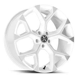 22″ XCESS WHEELS X05 5 FLAKE WHITE MACHINED FINISH RIMS