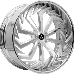 22″ ARTIS FORGED WHEELS ROYAL BRUSHED SILVER FACE CHROME LIP FINISH RIMS