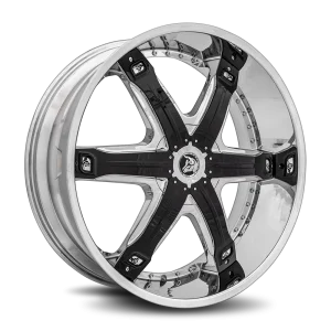 26″ DIABLO WHEELS FURY CHROME BLACK INSERTS FINISH RIMS