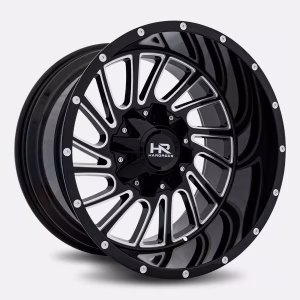 20″ HARDROCK WHEELS H708 OVERDRIVE GLOSS BLACK MILLED OFF-ROAD RIMS