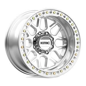 18″ KMC WHEELS KM235 GRENADE CRAWL BEADLOCK MACHINED FINISH RIMS