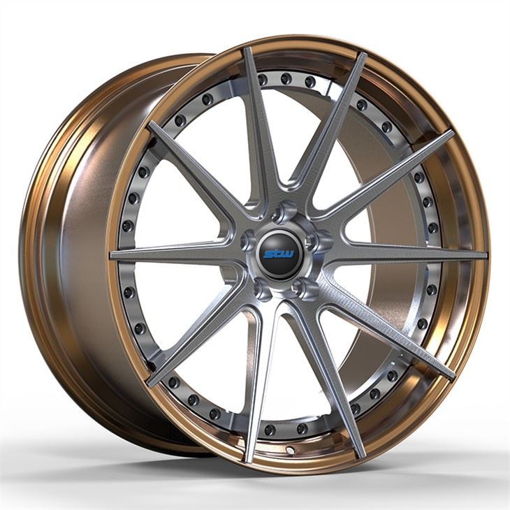 Bronze Polished Lip 2 Piece Forged Wheels Brushed Gun Metal Spokes Discs For Audi S6 Custom Car Rims