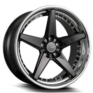 22″ AZAD WHEELS AZSLS4.0 GLOSS BLACK WITH CHROME LIP RIMS
