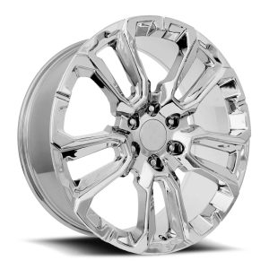 22″ FACTORY REPRODUCTION GM SPLIT 5 SPOKE WHEELS FR 201 CHROME FINISH RIMS