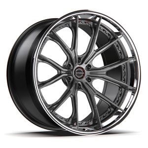 24″ MV FORGED WHEELS GS-612 SPOKE-LITE SERIES BRUSHED TITANIUM BLACK POLISHED LIP FINISH
