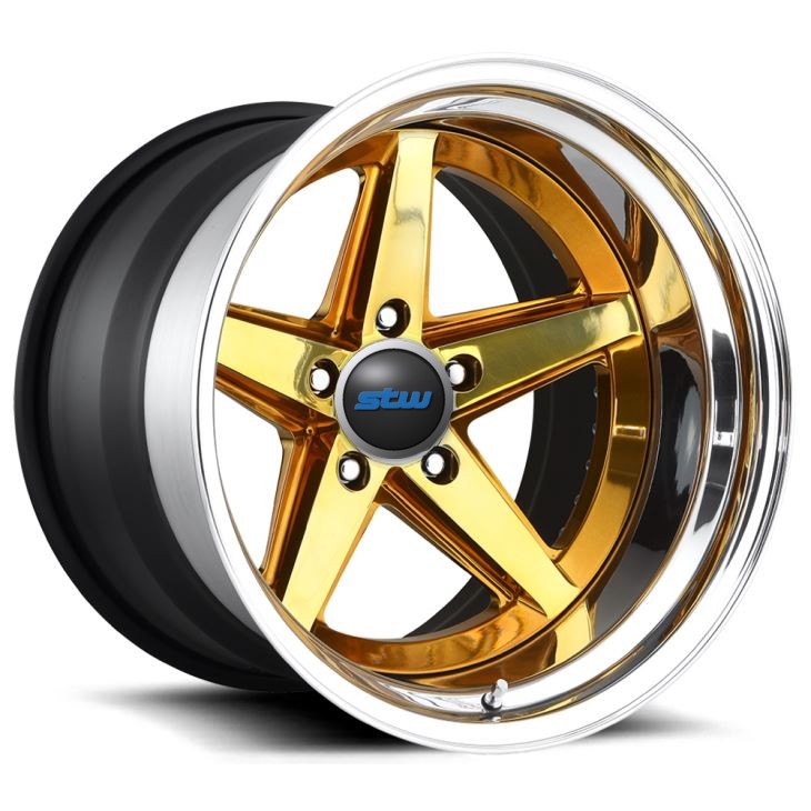 20 Inch Polish Barrel Gold Spoke 3 Piece Forged Wheel