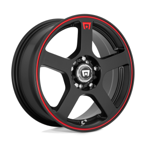 18″ MOTEGI RACING WHEELS MR116 FS5 MATTE BLACK WITH RED STRIPES FINISH RIMS