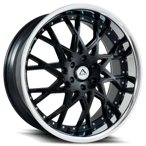 24″ AZAD WHEELS AZ822 BLACK WITH CHROME LIP FINISH RIMS