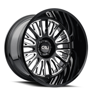 24″ CALI WHEELS VERTEX 9116 GLOSS BLACK W/MILLED SPOKES FINISH RIMS