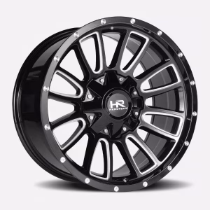 20″ HARDROCK WHEELS H717 TATICAL GLOSS BLACK MILLED OFF-ROAD RIMS