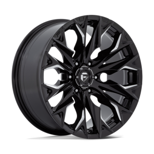 20″ FUEL WHEELS D803 FLAME 6 GLOSS BLACK MILLED OFF-ROAD RIMS