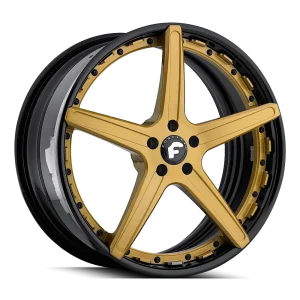 22″ FORGIATO WHEELS AGGIO-ECL GOLD OVER HIGH POLISHED FACE WITH BLACK LIP AND BOLTS FORGED FINISH RIMS
