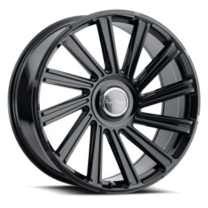 22″ BLAQUE DIAMOND WHEELS BD-40 GLOSS BLACK FINISH W/FLOATING CAPS RIMS