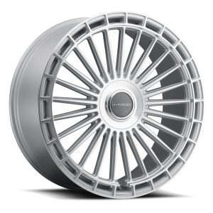 22″ MV FORGED WHEELS MVF-40 DIAMOND SILVER FLOATING CAPS FLOW FORM RIMS