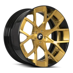 24″ FORGIATO WHEELS INSETTO-ECL BRUSHED GOLD FACE WITH BLACK LIP FORGED FINISH RIMS