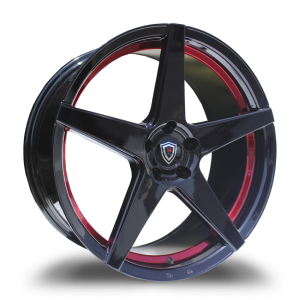 20″ MARQUEE WHEELS M1001 GLOSS BLACK/RED INNER LINE FINISH RIMS