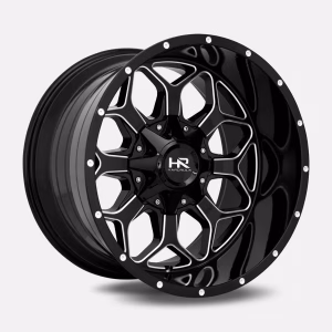 22″ HARDROCK WHEELS H712 INDESTRUCTIBLE GLOSS BLACK MILLED OFF-ROAD RIMS