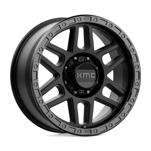 18″ KMC WHEELS KM544 MESA SATIN BLACK W/GLOSS BLACK LIP FINISH RIMS