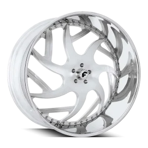 24″ FORGIATO WHEELS GIRARE BRUSHED SILVER WITH CHROME LIP FORGED FINISH RIMS