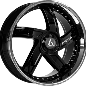 22″ ARTIS FORGED WHEELS VESTAVIA-XL GLOSS BLACK SS LIP FINISH RIMS