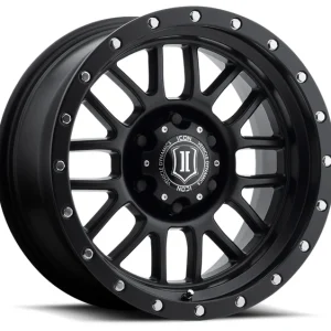 20″ ICON ALLOYS WHEELS ALPHA SATIN BLACK BLACK RING OFF-ROAD RIMS