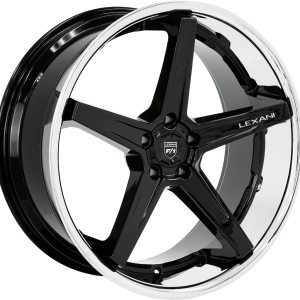 19″ LEXANI WHEELS SAVAGE GLOSS BLACK WITH CHROME LIP FINISH RIMS