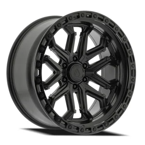 22″ ARENA WHEELS CO A125 JACKAL SATIN BLACK CENTER GLOSS BLACK LIP OFF-ROAD RIMS