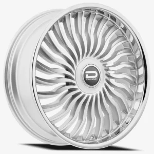 24″ DAZZ WHEELS D102 SNATCH GLOSS SILVER BRUSHED FACE WITH CHROME STAINLESS STEEL LIP FINISH RIMS