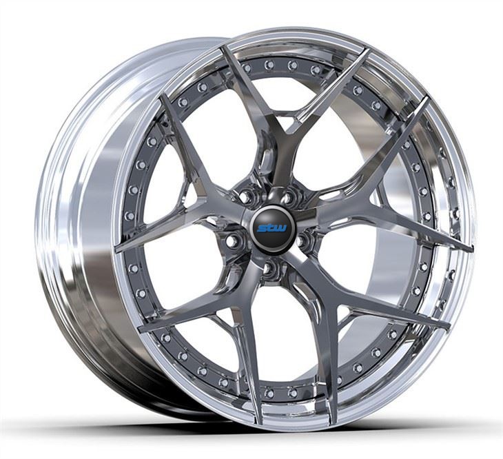 6061-T6 Aluminum Alloy Rims Custom 2-PC Polish Barrel+Gun Metal Disc 5x112 20 21 Inches Fit To Audi RS5 B5
