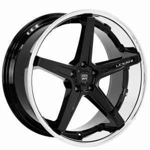 22″ LEXANI WHEELS SAVAGE GLOSS BLACK WITH CHROME LIP FINISH RIMS
