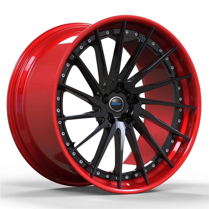 Manufacturer 18 19 20 21 22 23 24inch Forged 2 Piece Rims For Ferrari F8 5x130 Custom Red Black Wheels