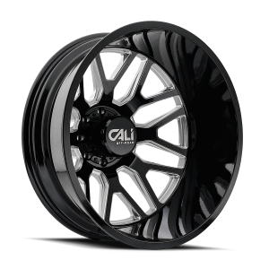 24″ CALI WHEELS INVADER DUALLY 9115D GLOSS BLACK W/MILLED SPOKES FINISH RIMS
